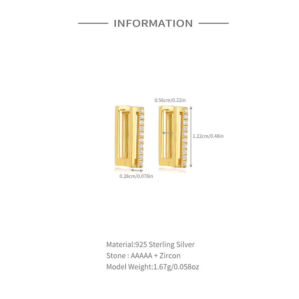 5g Weight 925 Sterling Silver Ear Needle Material Zircon Inlay Material Earrings Classification 1 Pair Quantity Holiday, Banquet, Daily Occasion 925 Sterling Silver Material Geometric Pattern Women's Gender Plating Design Simple Style Style 1 Pair 925 Sterling Silver Zircon Geometric Earrings 无