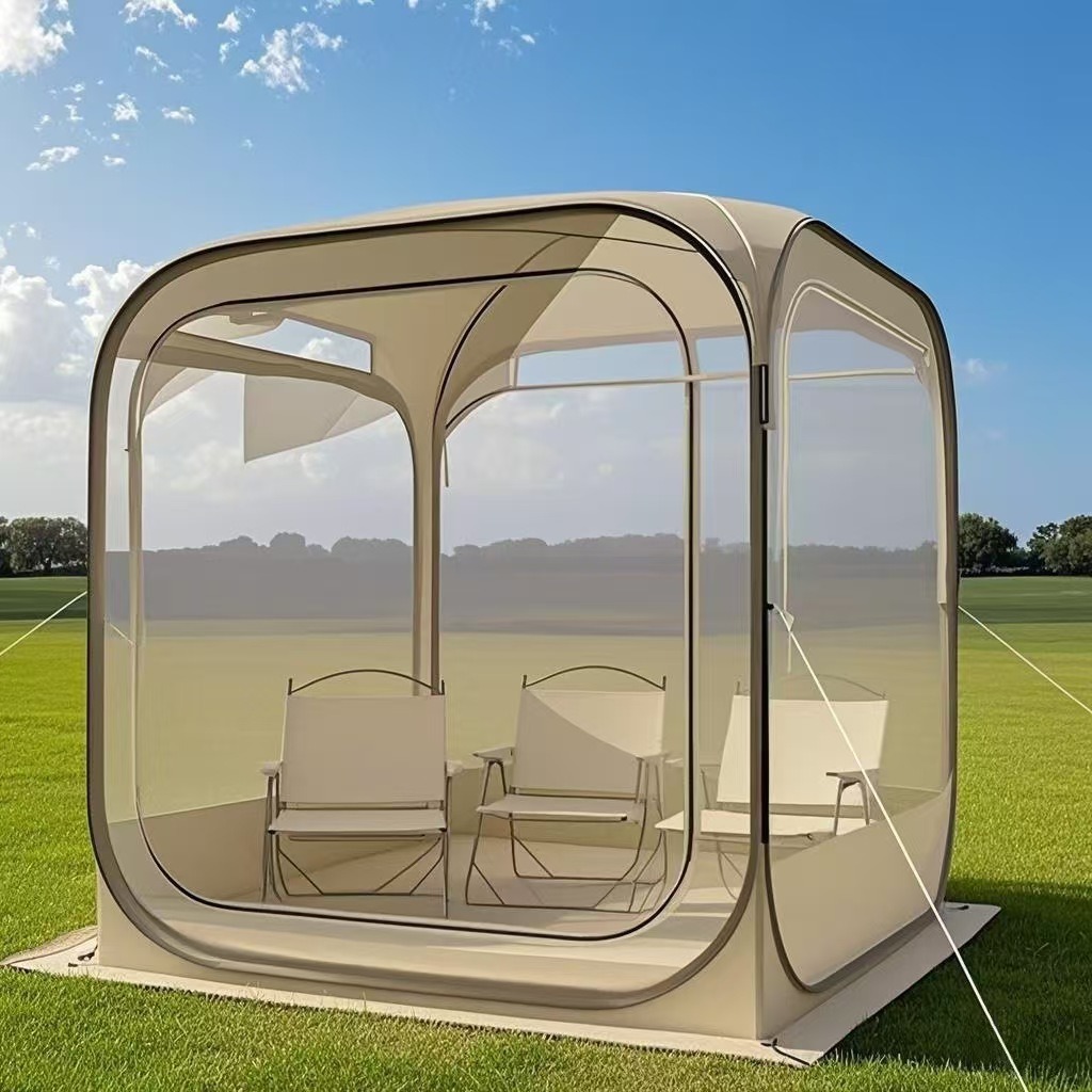 Carpa transparente de PVC para acampar al aire libre, con vista panorámica de 360 grados, casa burbuja portátil de montaje rápido