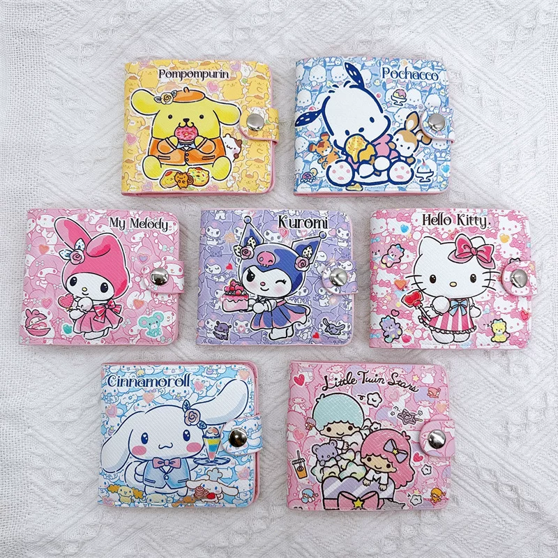 Polyurethane short wallet, card holder, with buttons
