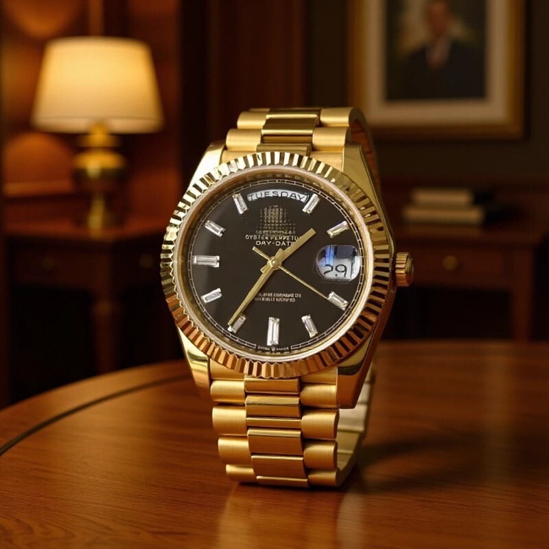 41-Day Date-Day-Date-Night Model Mechanical Men's Watch, with a Bezel and Calendar, Exudes an Impressive Aura, Easily Impressing in Business Settings. 41-Day Date-Day-Date-Night Model Mechanical Men's Watch, with a Bezel and Calendar, Exudes an Impressive Aura, Easily Impressing in Business Settings.