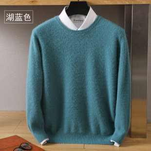 Young men's mink sweater Korean round neck thick sweater loose fashion wool knitted base shirt wholesale