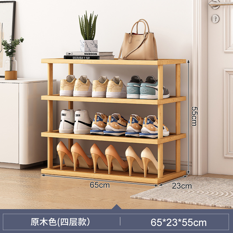 Estante de madera maciza Estante de almacenamiento multicapa Estante para bocadillos domésticos Estante simple Estante trasero de puerta de piso Estante en capas