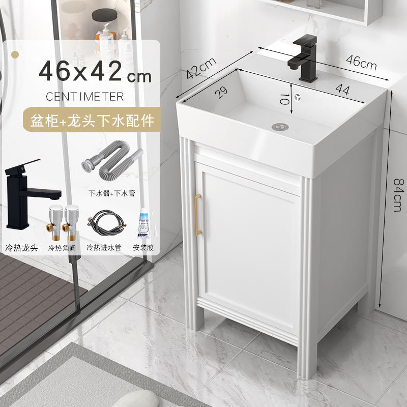 Gabinete de baño de aluminio espacial grueso tipo suelo cerámico integrado lavabo lavabo tipo casa pequeña lavabo de mano lavabo combinación