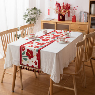 Wedding Table Runner Spring Flower Happy Character Tulip Tassel Bed End Flag Bucket Cabinet TV Cabinet Cover Towel Wedding Room Decoration