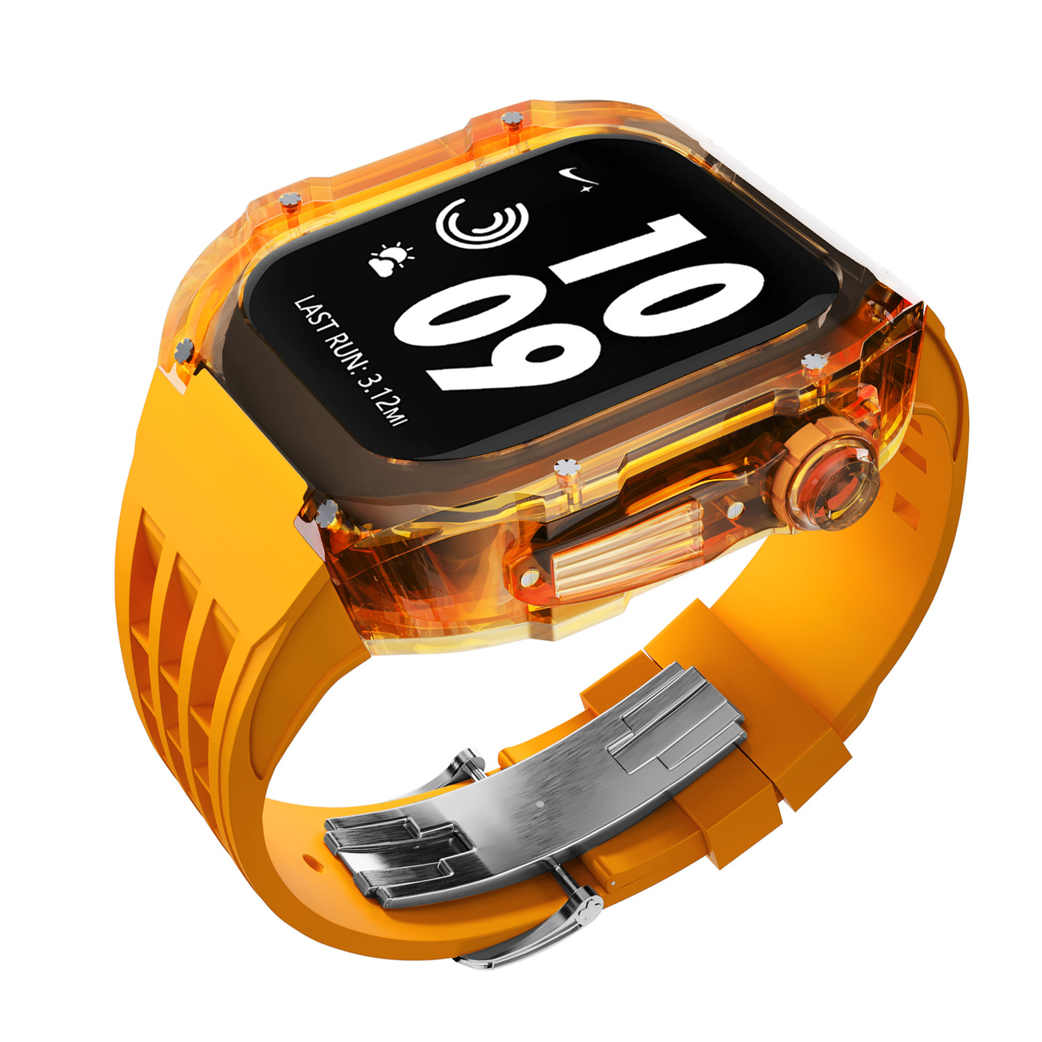 Cristal transparente caja de reloj para Apple Watch modificado reloj caso iWatch8 funda protectora de caucho de flúor Correa 44/45