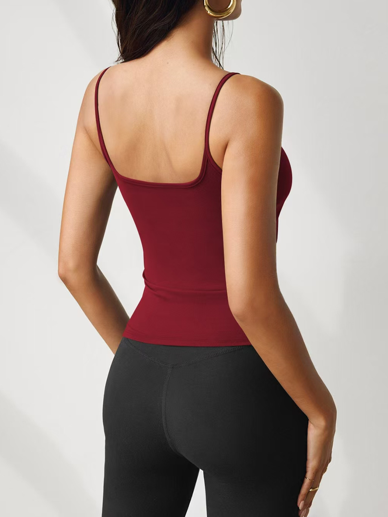68g Weight Spandex, Viscose fiber Fabric Type Short Top Length Camisole Tops Type Daily Occasion Strap Neckline Slim Fit Type Solid Color Pattern 2025 Spring and Summer Season Women's Gender Simple Style Style Wholesale Women's Simple Style Solid Color Tank Tops 15