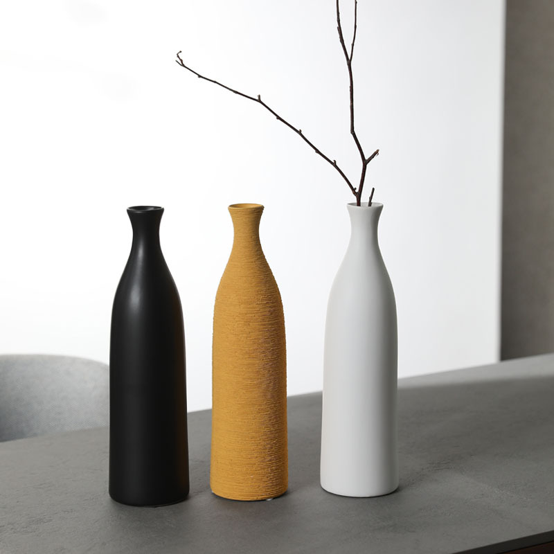 Vento tranquilo estilo japonés vasos de cerámica blancos dibujados modelo sala de estar decoración de la mesa decoración del hogar decoración floral