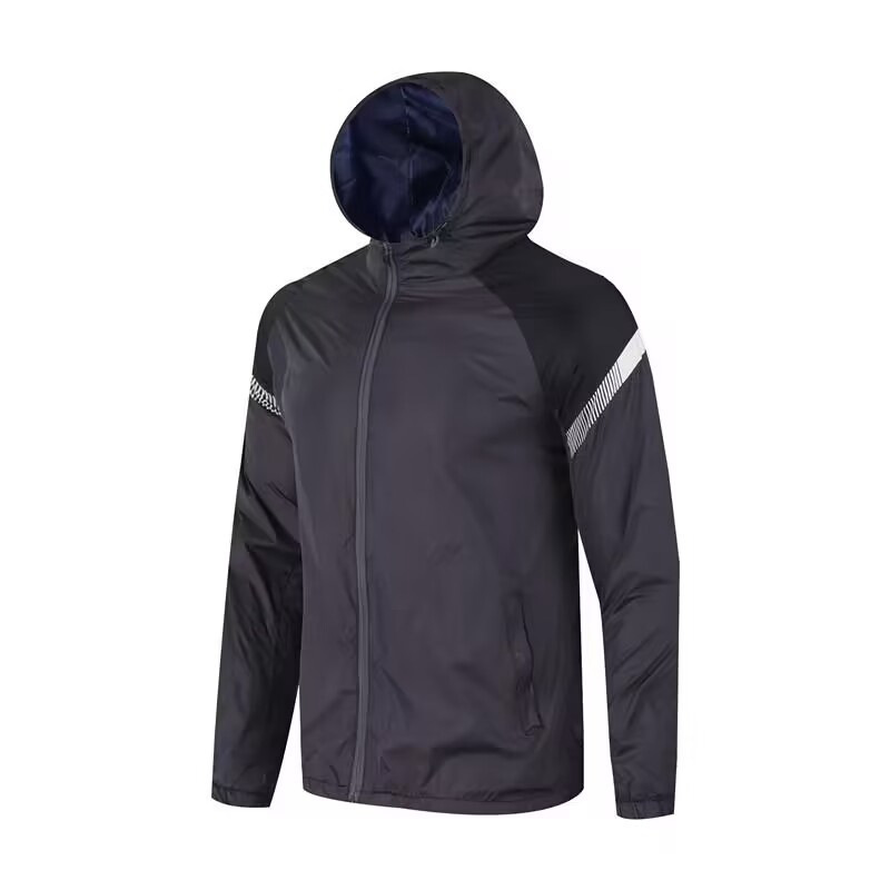 Nuevos deportes al aire libre abrigo de entrenamiento de fútbol a prueba de viento impermeable hombres y mujeres deportivos encapuchados abrigo de compra grupal