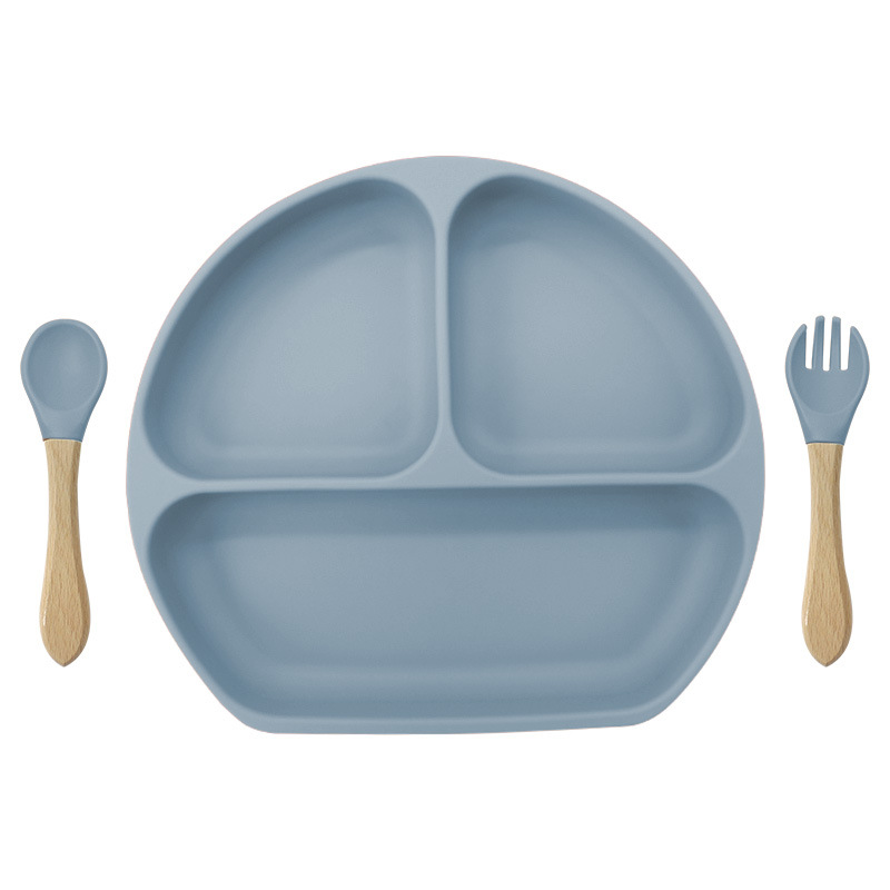 그레이 블루 (웃는 얼굴 접시 나무 포크 스푼 361g)