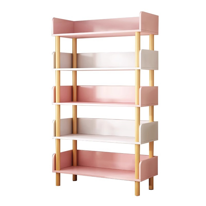 Estante de libro estante de piso estante de almacenamiento de piernas de madera sólida multicapa estante de almacenamiento simple contra la pared estante de almacenamiento estante de lectura de libros
