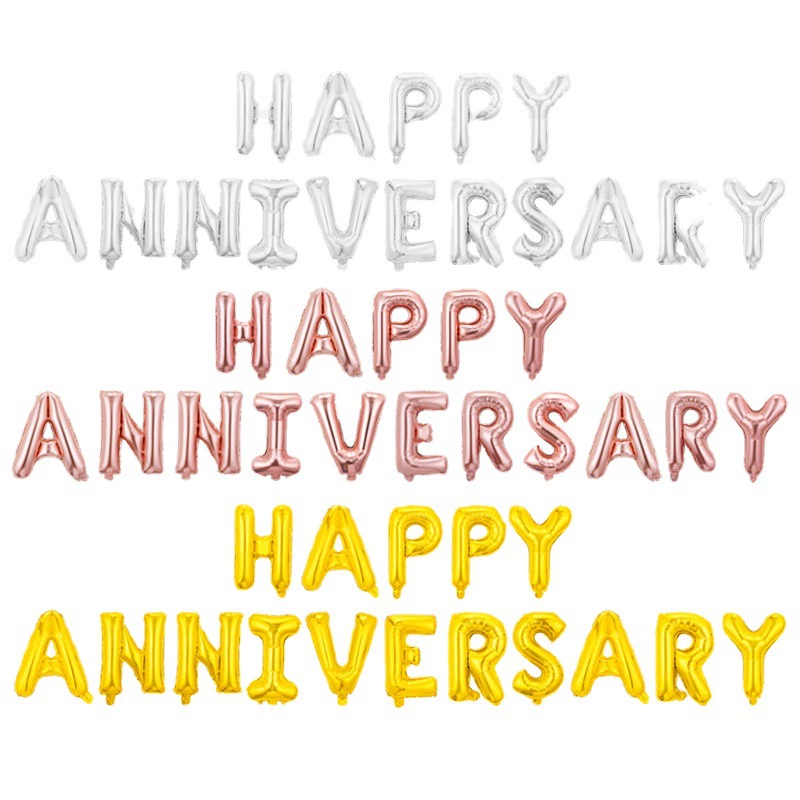 Свадебный юбилейный набор шариков Happy Anniversary алюминиевая пленка гелиевый набор