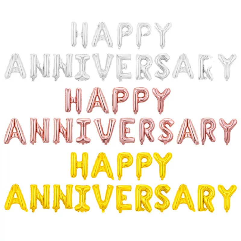 Свадебный юбилейный набор шариков Happy Anniversary алюминиевая пленка гелиевый набор
