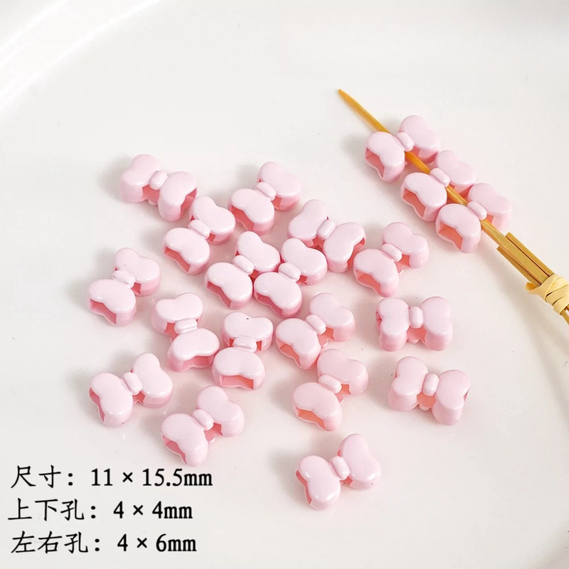 高荷クリーム色焼き漆ちょう結び四通ピアスビーズdiy携帯電話チェーンキーホルダー材料アクセサリー部品|undefined