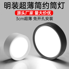 led明装筒灯 过道入户玄关灯家用室内圆形免开孔无主灯防眩天花灯