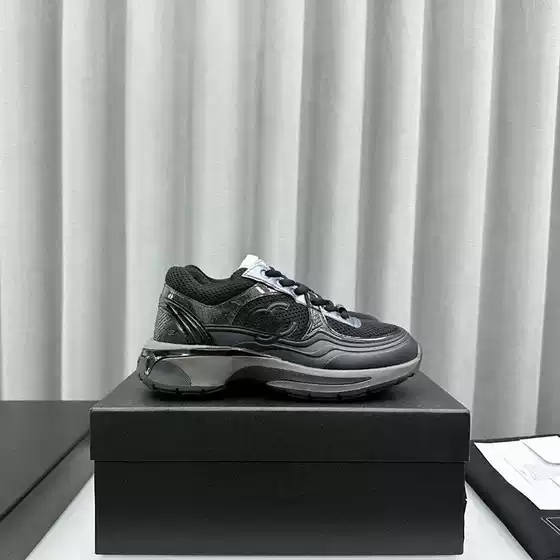 2026 Chanel-Style Gold and Silver Running Shoes, Sports Shoes, Silver Horn Design, Couple's Shoes for Men and Women, Gold Horn Height-Increasing Dad Shoes, Thick-Soled