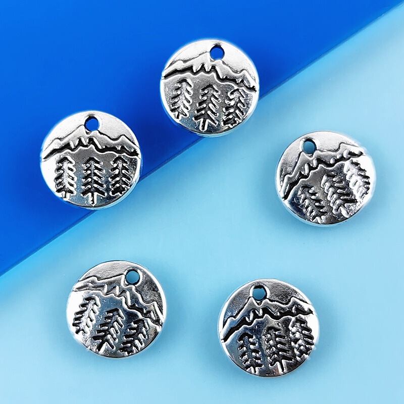 Vintage DIY Zinc Alloy Jewelry Accessories, Snow Mountain, Pine Tree, Round Pendant, Charming Necklace and Bracelet Accessories Vintage DIY Zinc Alloy Jewelry Accessories, Snow Mountain, Pine Tree, Round Pendant, Charming Necklace and Bracelet Accessories