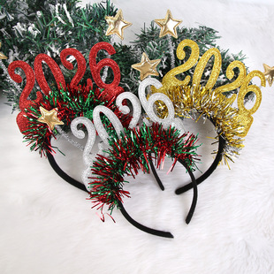 2026 Headband Headband Christmas New Year Digital Headband New Year's Day Party Decoration Star Color Strip Headdress