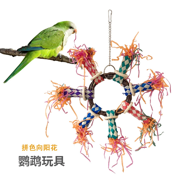 Трансграничный экспорт игрушка попугай подставка для попугая яблочное дерево подвесное кольцо деревянные качели разрывная бумага игрушка для птиц шлифовальный рот для снятия душного