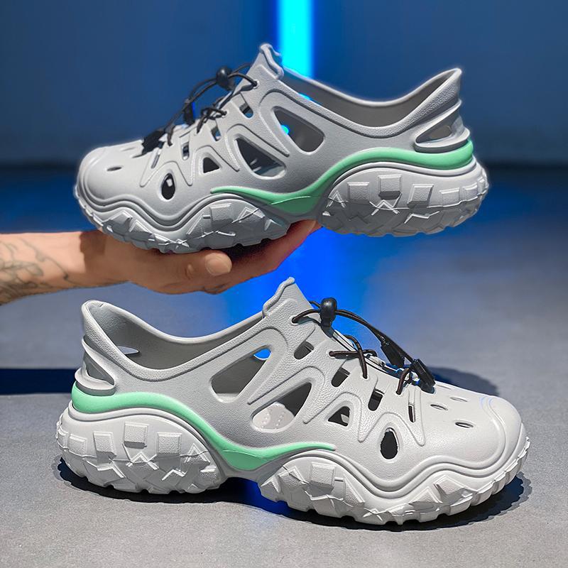 2025 nuevos zapatos con agujeros huecos con suela de neumático, zapatos de vadeo de suela blanda antideslizantes de Baotou, zapatos a la deriva en verano
