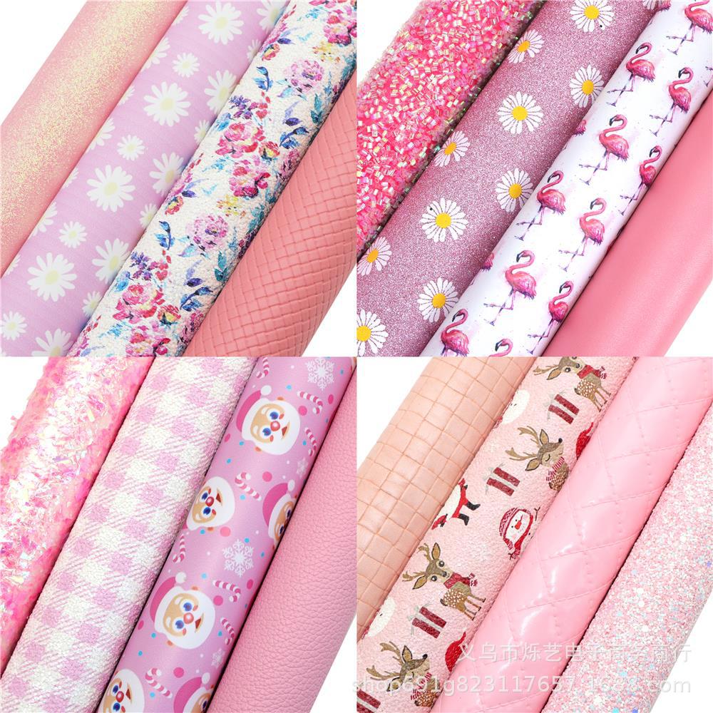 粉色系列切片皮革套装(4片/套)DIY蝴蝶结耳环1Yc40690