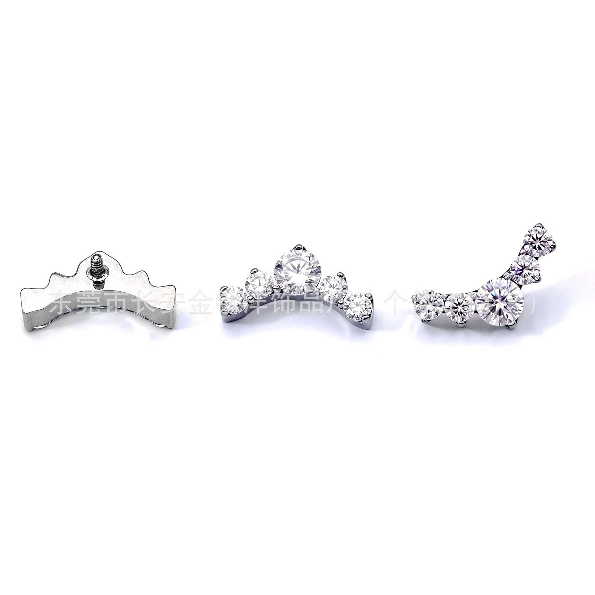 F136 Titanium Internally Threaded Zirconia Stud Earrings, Cartilage Studs, G23 Titanium Body Piercing Jewelry detail image 8