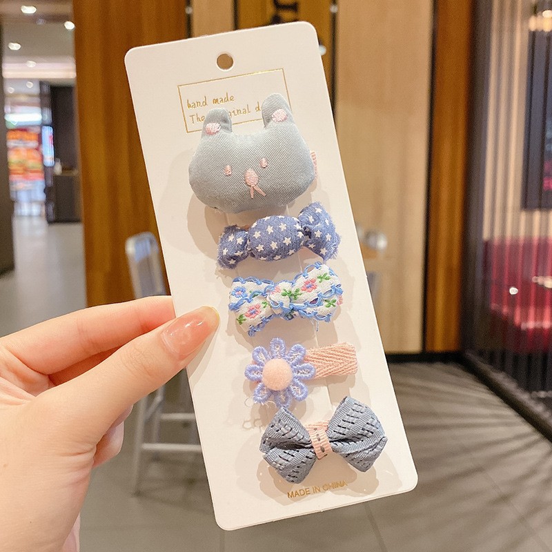 Juego de cinco piezas para oso gris y azul