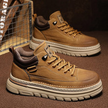 男士板鞋2025冬季马丁靴加绒保暖鞋子男款潮鞋厚底百搭男休闲男鞋