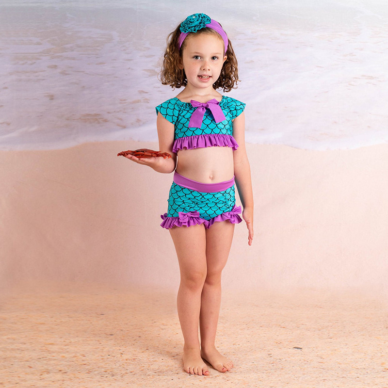 Amazon nuevo traje de baño para niños escala sirena impresa traje de baño transfronterizo estilo europeo y americano en stock