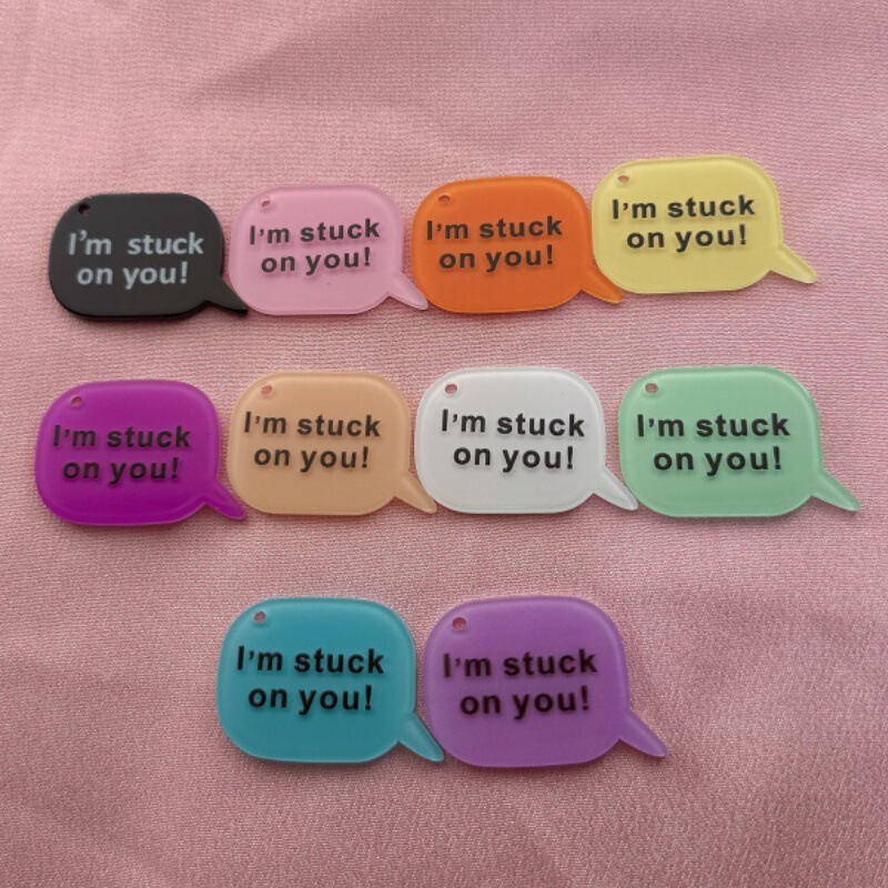 DIY Jewelry with Acrylic Colorful English Bubble I Am Obsessed with You Word Plate Keychain Bag Pendant Wholesale