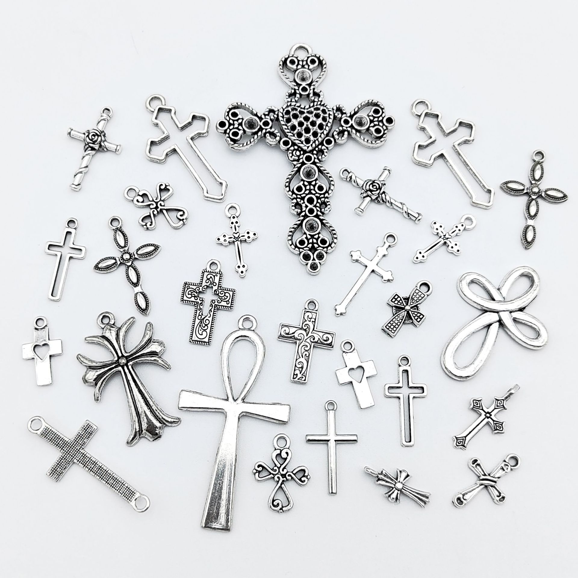 9g Weight Pendant Jewelry Making Type 10 PCS/Package Alloy Cross Pendant