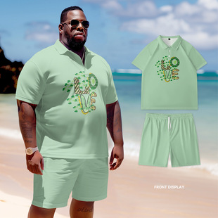 Spring and summer Europe and the United States POLO suit short sleeve men's 3D digital printing plus size daily cross-border foreign trade high street leisure