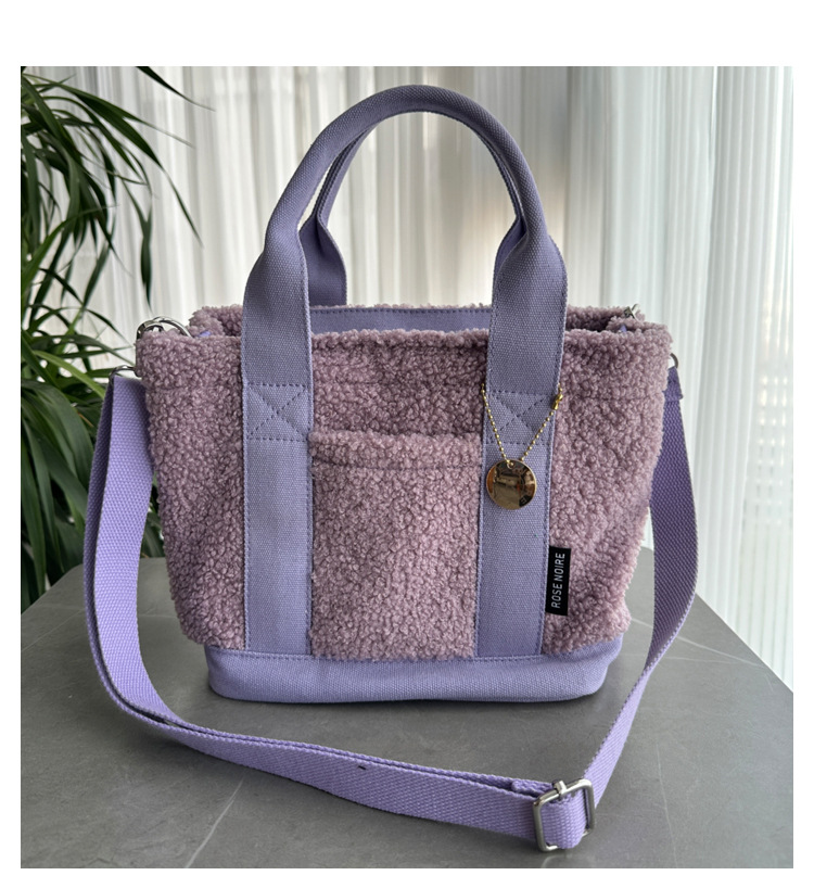 Teddy Velvet Handbag For Women Japan Lotte High-end Plush Bag Bento Bag Handbag Single Shoulder Diagonal Cross Women's Bag Handbag_voghion.com
