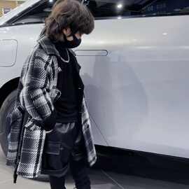 儿童秋冬款男童女童加绒格子大衣宽松洋气宝宝中长款风衣外套潮酷