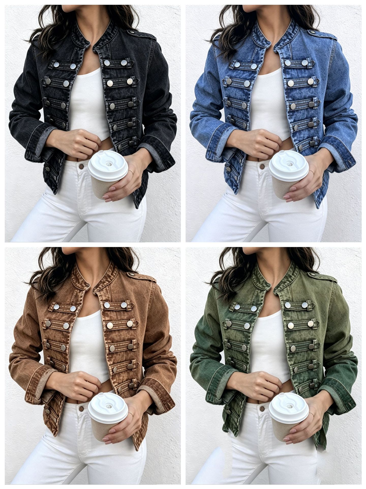 Qadın denim jaket, uzunqol, dizayner üslubu