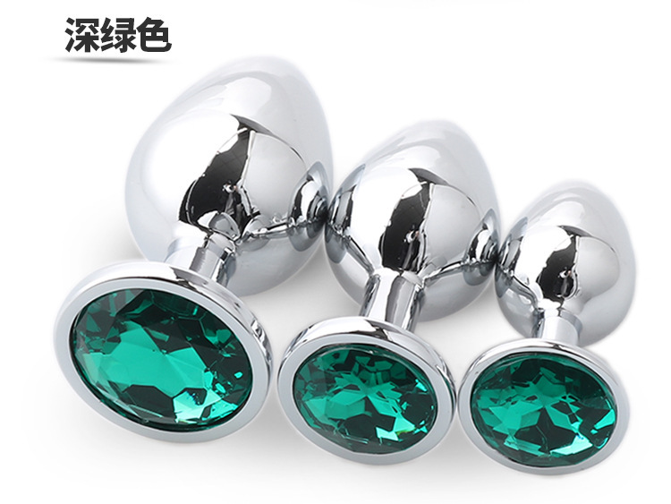 Metal Anal Plug Set with Diamond Detail, 3 Sizes with Velvet Pouch — detail image 29