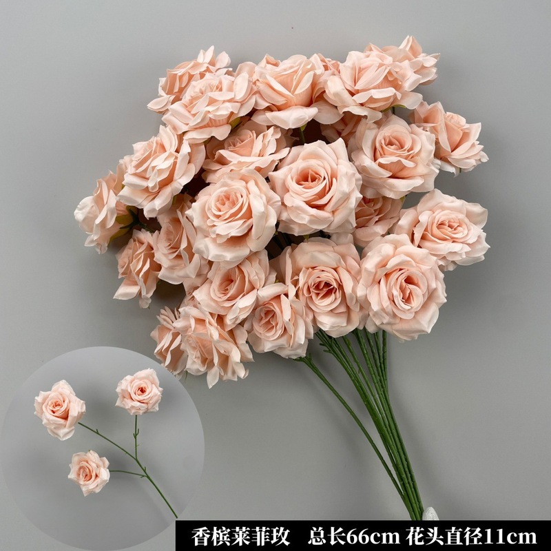 シャンパン色の結婚式の花の花の花の材料の結婚祝いの装飾の花の講堂の装飾の花のプラスチックの花の道は花の造花を導いています。|undefined