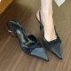 French beauty god! White Pointed Ruffled Stiletto Pumps Women's Spring Empty Shallow Sandals