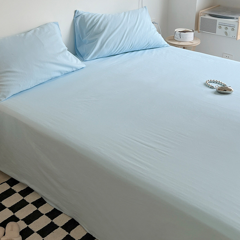 Sábanas de algodón lavado de color sólido de algodón pieza única 100 sábanas de algodón puro para dormir desnudas cama individual dormitorio individual doble traje de tres piezas 3