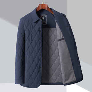 Winter New Style Cotton Clothes Men's Casual All-match Lightweight Cotton-padded Coat Mulberry Silk Lapel Winter Jacket Dad's Cotton-padded Coat