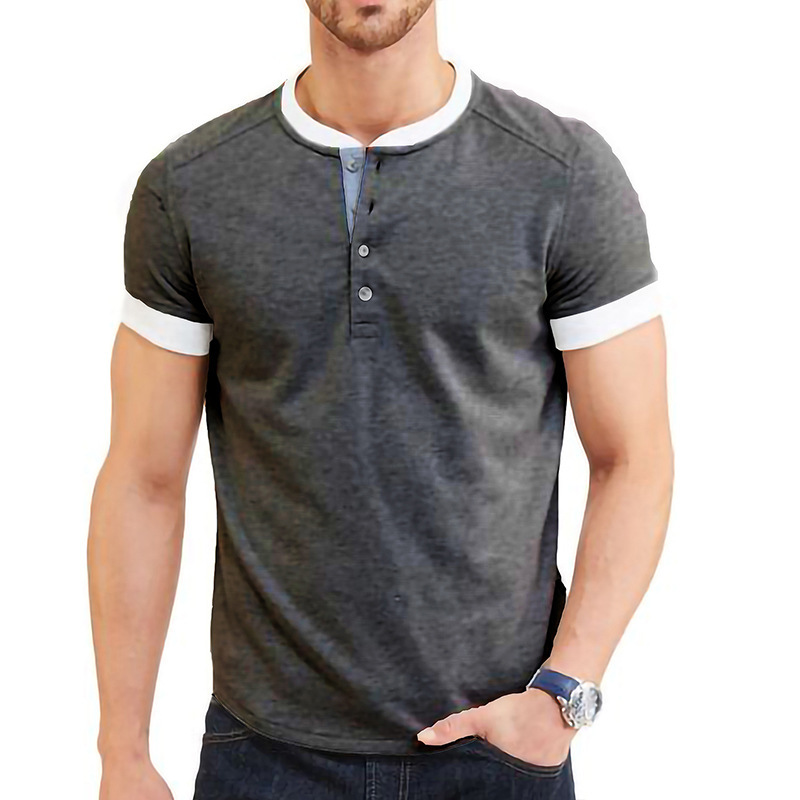 Sommer Neue Europäische und Amerikanische männer Casual Vielseitig Kurzarm T-shirt Rundhals Einreiher Top_voghion.com
