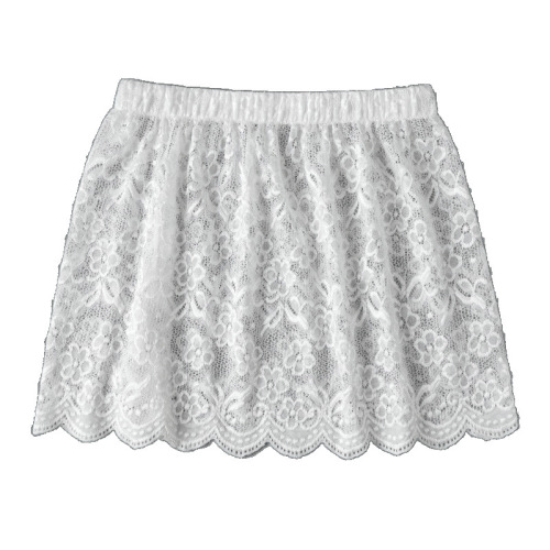 Sweatshirt as a base layer with a matching skirt that covers the buttocks, small lace curtain-like hem, paired with a sweater for a layered look.