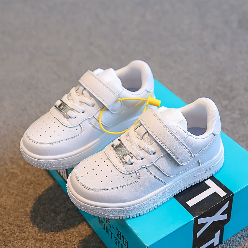 Детские кожаные маленькие белые туфли весна и осень 2025 новый мальчик ВВС aj кроссовки для девочек маленькие белые туфли на месте