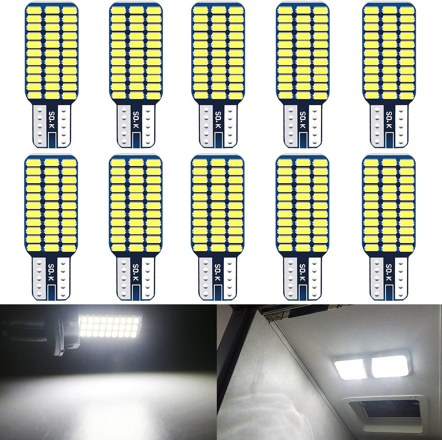 Automóvil LED techo luz T10 3014 33SMD W5W luz de matrícula brillante luz de lectura de la cabina trasera 12V