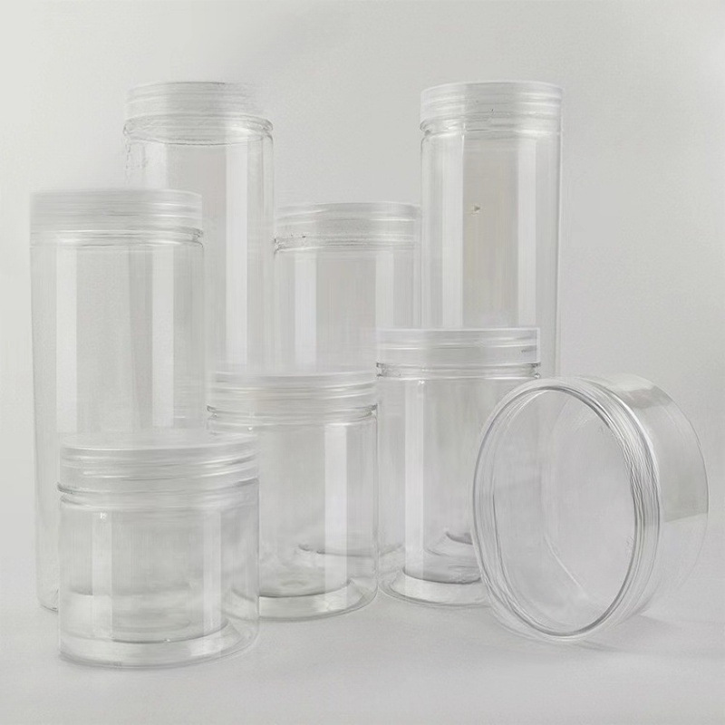 透明圆形塑料罐子食品密封罐文玩灌子饼干干果盒子一次性小瓶