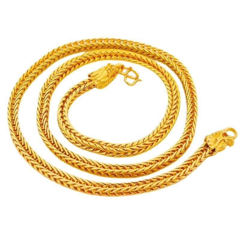Protection Talisman Jewelry New Square Fox Tail Dragon Head Rich Gold Necklace Cross-Border Gold-Plated European And American Fashion Trendy Men's_voghion.com