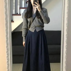 秋季小香风轻熟气质御姐盐系穿搭感开衫毛衣半身裙两件套装女