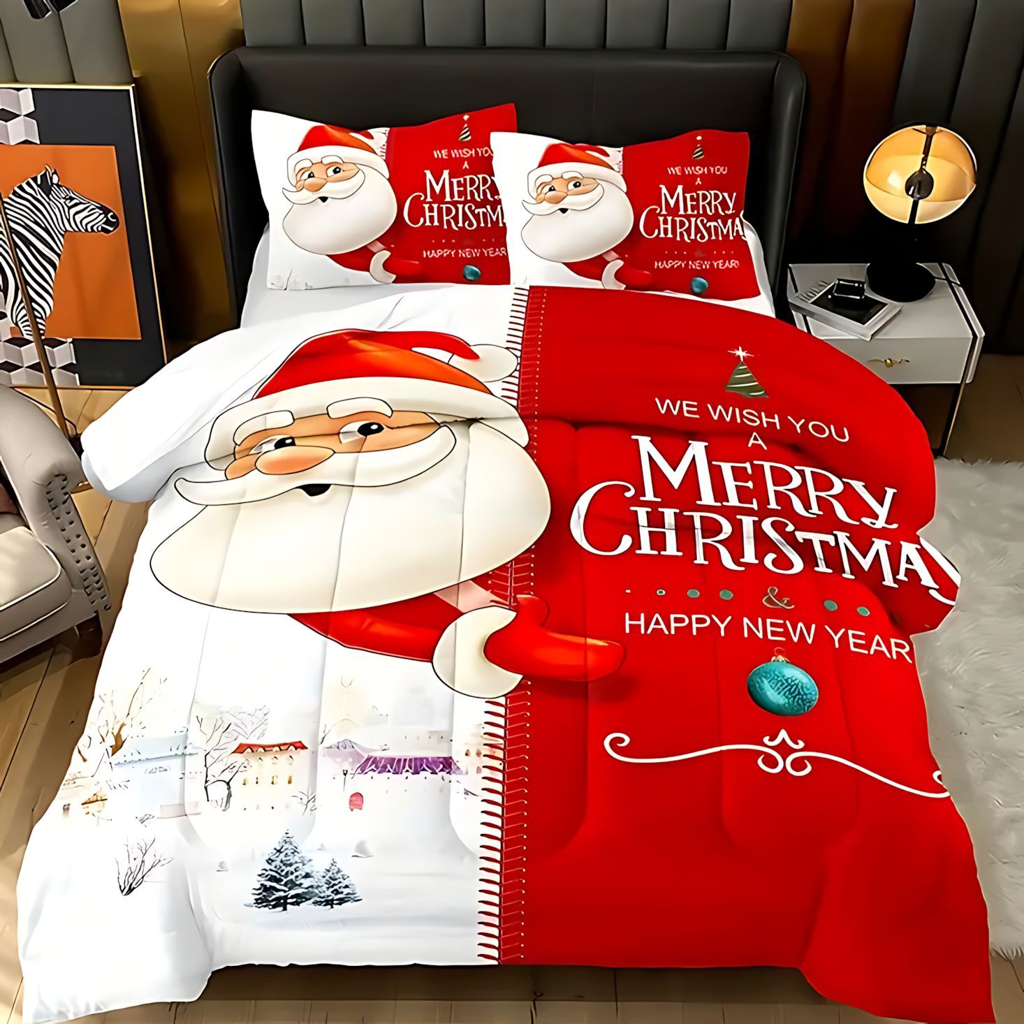 TEMU / JIT Santa impresión digital de alta definición 180gms colcha fuente del kit de fabricantes para la imagen se puede fijar