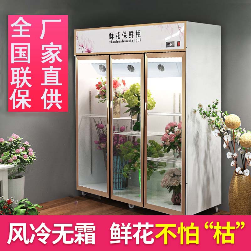 鲜花专用保鲜柜冷藏风冷无霜商用单双三门玻璃展示柜花店花束商用