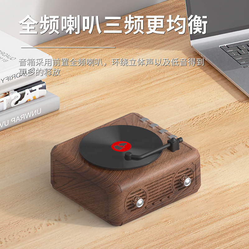 新しいレトロなレコードマシンのブルートゥーススピーカーのミニブラックレコードは便利です。|undefined