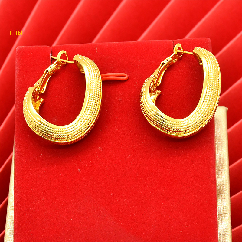 Joyas de novia de Dubai aretes chapados en oro de 24 quilates exagerados retro nigerianos personales para mujeres aretes minimalistas al por mayor image 21